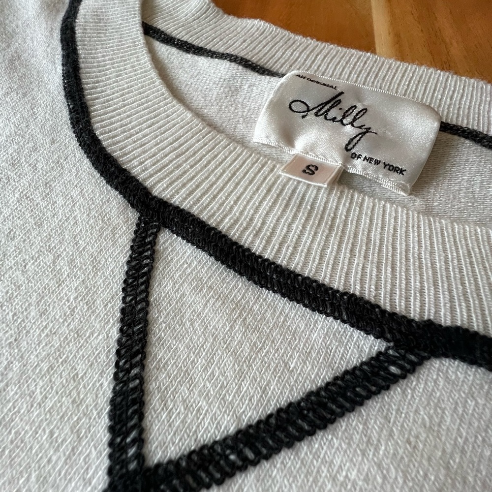 Milly 3/4 length sleeve lightweight cashmere top